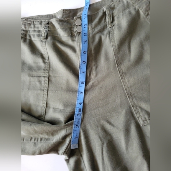 Seven7 Wide-Leg Cropped Pants Fatique Green Size 12 - Picture 4 of 11